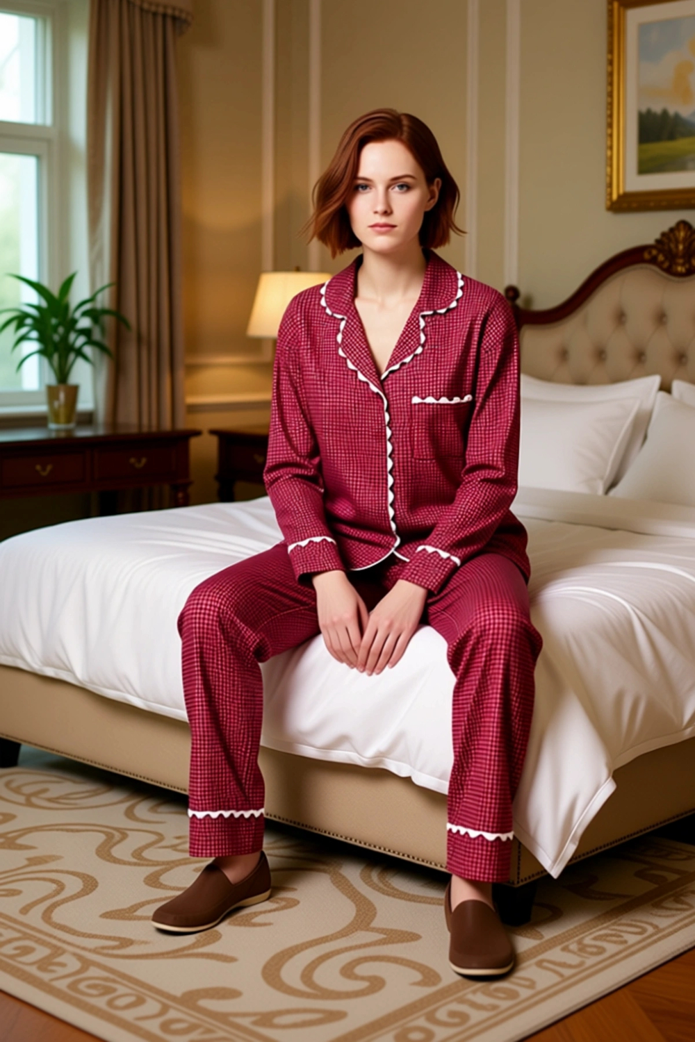 Kadın Kışlık Ekose Viskon Gömlek ve Pantolon Pijama Fonksiyonel Dayanıklı Kaliteli Estetik