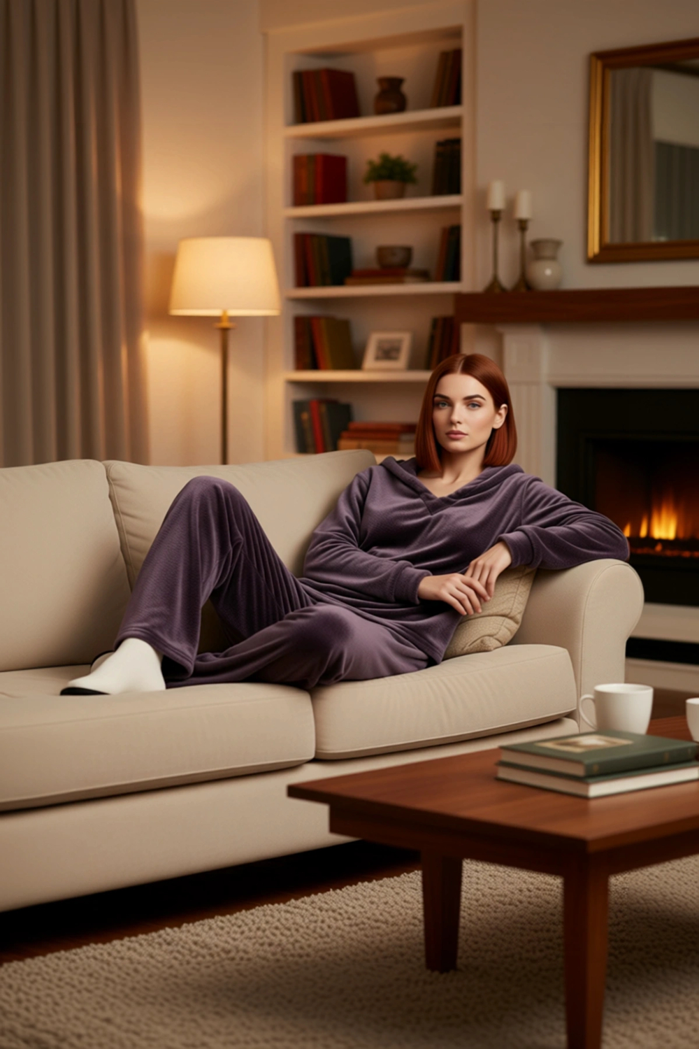 Kadın Yumuşak Peluş Kapüşonlu Pijama Takımı Fonksiyonel Dayanıklı Kaliteli Konforlu Modern
