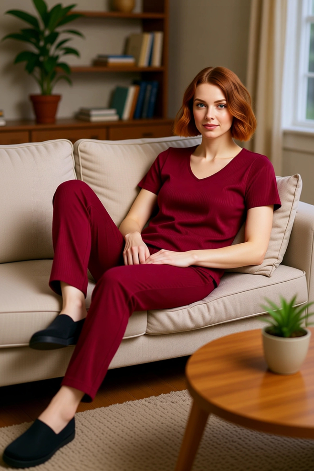 Kadın V Yaka Örme Pijama Takımı Fonksiyonel Dayanıklı Kaliteli Konforlu Estetik Premium Şık