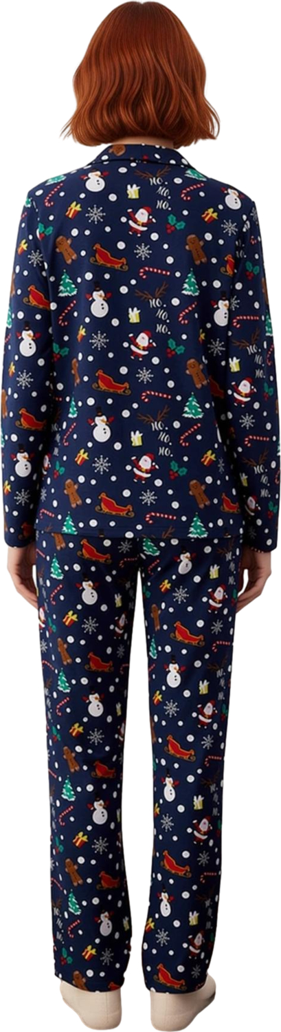 Kadın Kış Temalı Baskılı Pijama Takımı Gömlek ve Pantolon Fonksiyonel Dayanıklı Kaliteli Şık