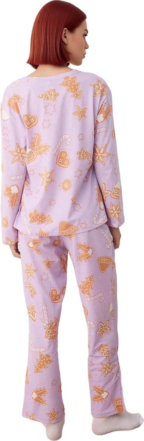 Kadın Yılbaşı Desenli Pamuklu Pijama Takımı Fonksiyonel Dayanıklı Kaliteli Konforlu Modern