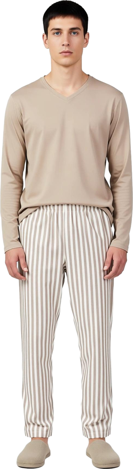 Erkek Vizon Çizgili Pijama Takımı Casual Konfor Fonksiyonel Dayanıklı Kaliteli Konforlu Şık