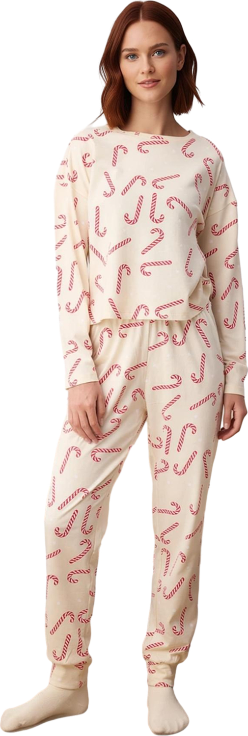 Kadın Yılbaşı Desenli Örme Pijama Takımı Fonksiyonel Dayanıklı Kaliteli Konforlu Estetik Şık