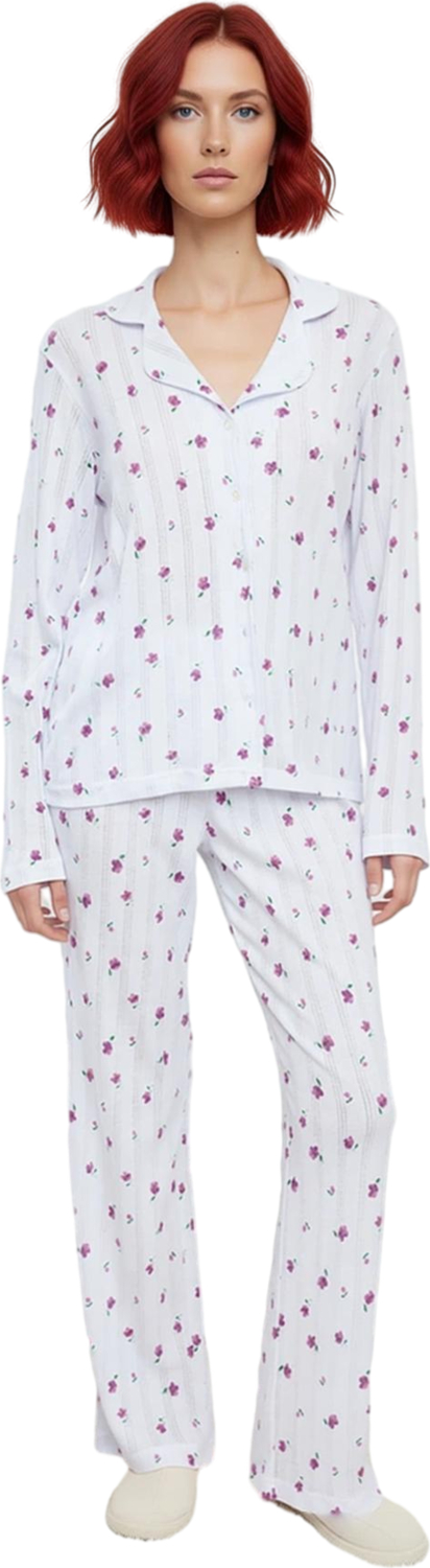Kadın Çiçek Baskılı Uzun Kollu Pijama Takımı Fonksiyonel Dayanıklı Kaliteli Konforlu Rahat