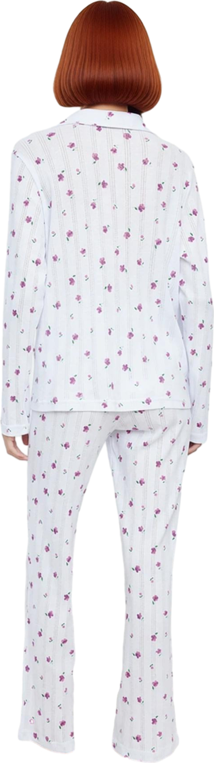 Kadın Çiçek Baskılı Uzun Kollu Pijama Takımı Fonksiyonel Dayanıklı Kaliteli Konforlu Rahat
