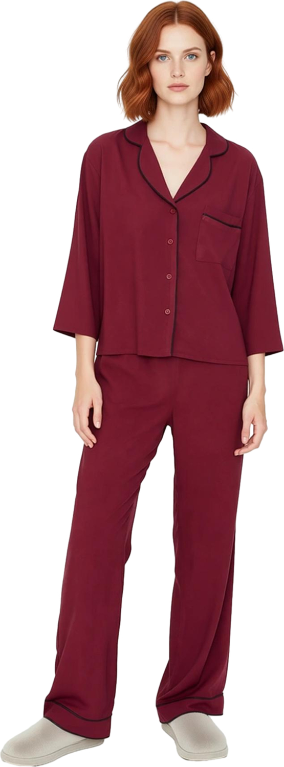 Bayan Viskon Dokuma Pijama Takımı Gömlek ve Pantolon Fonksiyonel Dayanıklı Kaliteli Modern