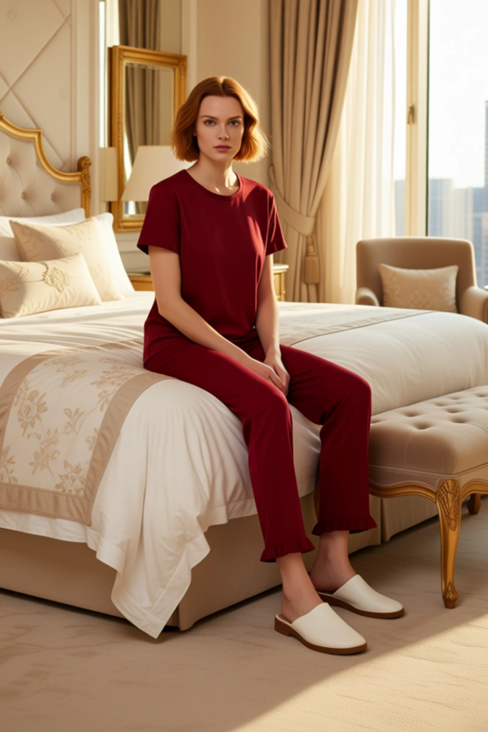 Kadın Kisa Kollu Pijama Seti Fircali Detay Fonksiyonel Dayanıklı Kaliteli Konforlu Estetik