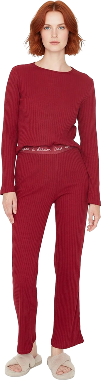 Kadın Kaşkorse Pijama Takımı Bisiklet Yaka Uzun Kollu Fonksiyonel Dayanıklı Kaliteli Rahat