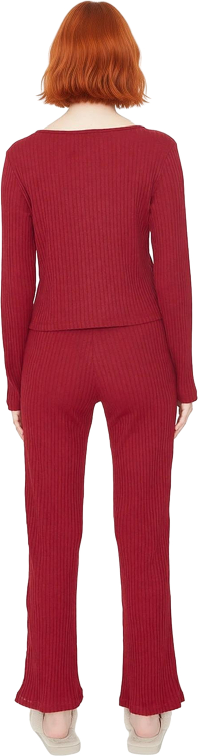Kadın Kaşkorse Pijama Takımı Bisiklet Yaka Uzun Kollu Fonksiyonel Dayanıklı Kaliteli Rahat