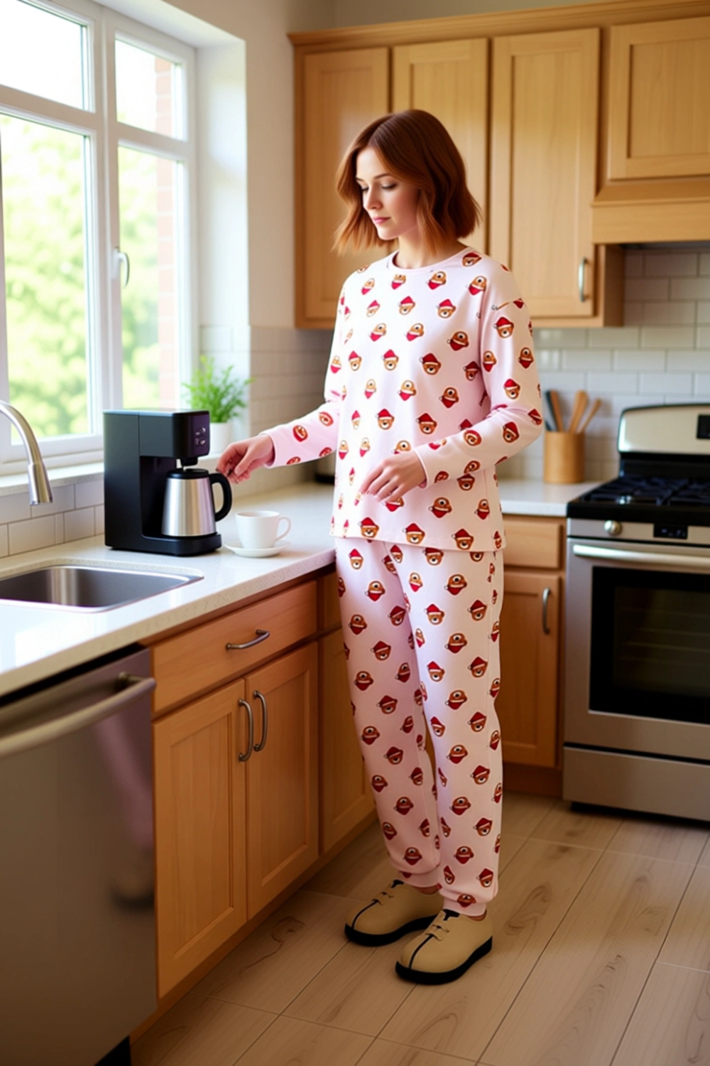 Kadin Ayiciikli Yılbaşı Temali Pijama Takımı Fonksiyonel Dayanıklı Kaliteli Konforlu Rahat