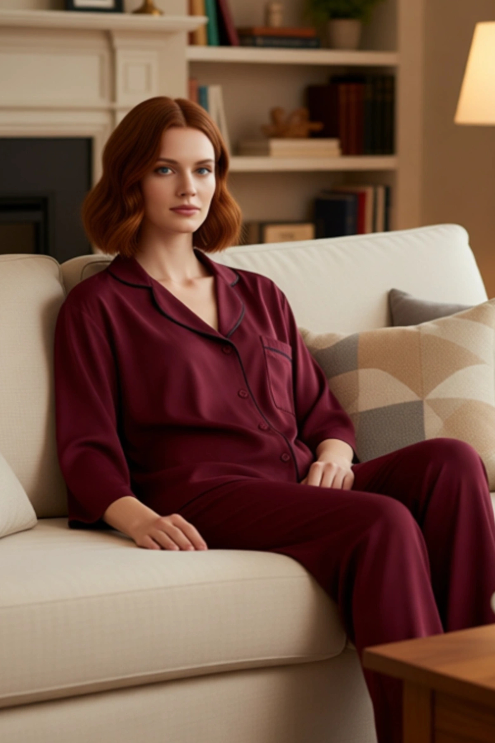 Bayan Viskon Dokuma Pijama Takımı Gömlek ve Pantolon Fonksiyonel Dayanıklı Kaliteli Modern