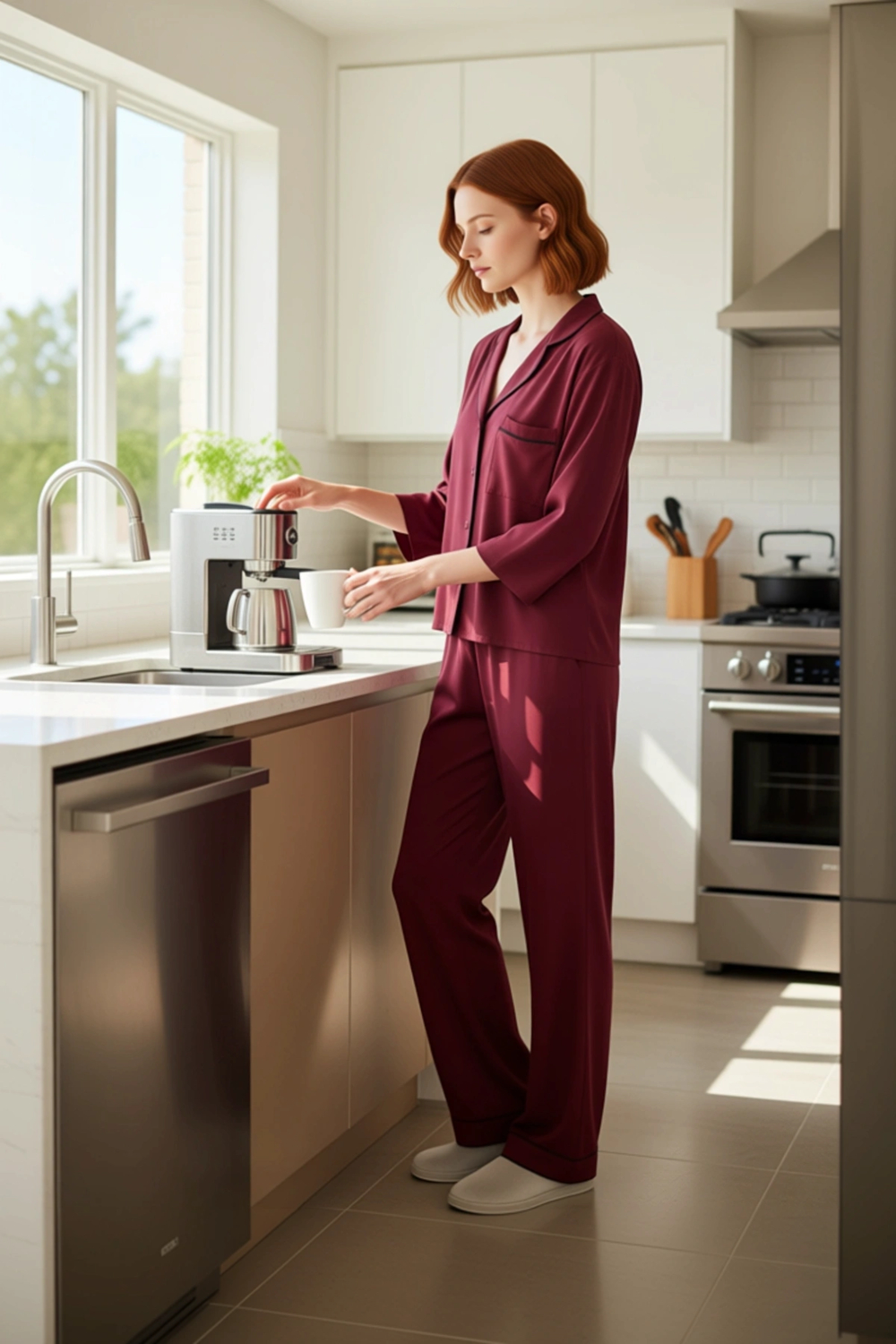 Bayan Viskon Dokuma Pijama Takımı Gömlek ve Pantolon Fonksiyonel Dayanıklı Kaliteli Modern