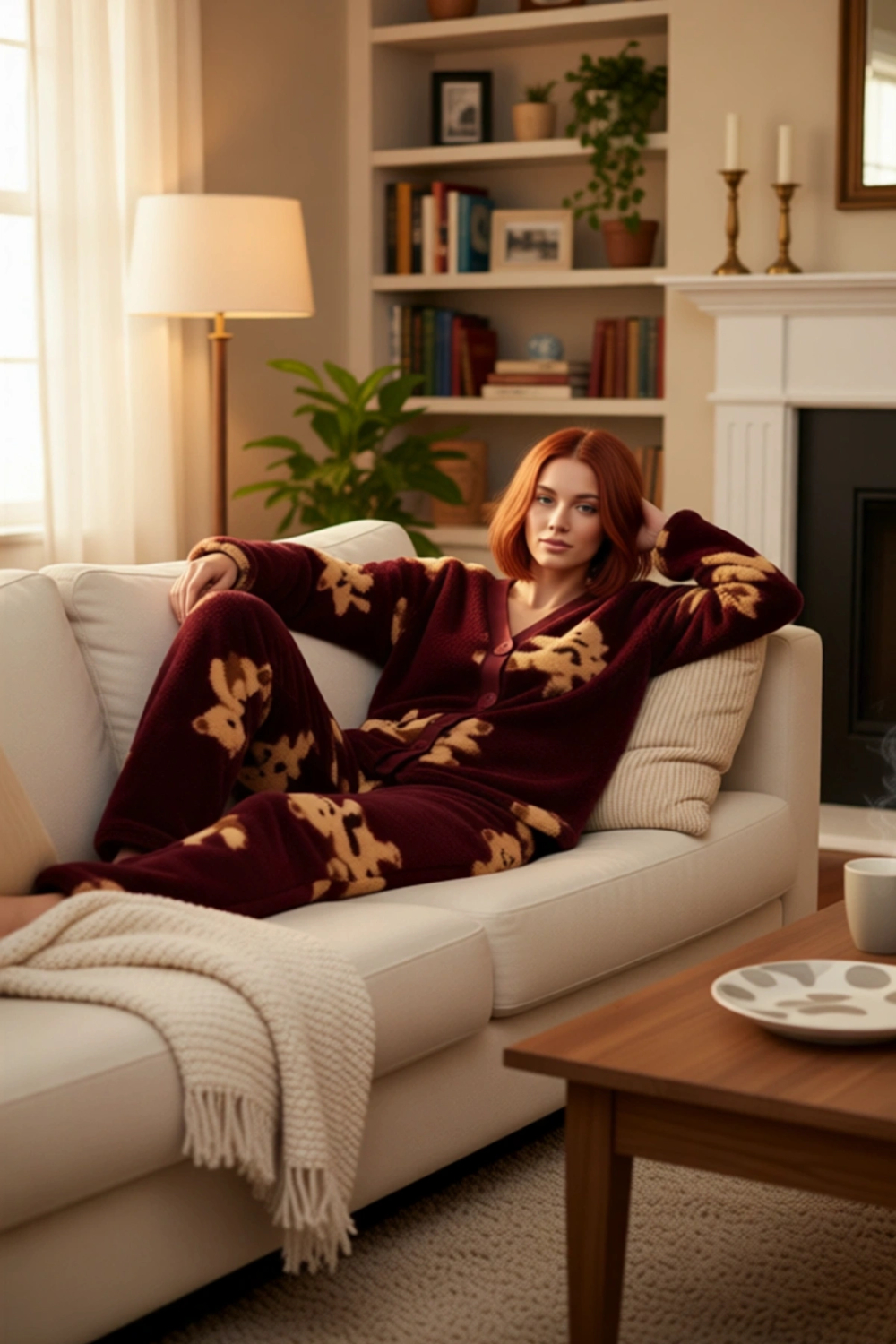 Kadın Ayıcık Desenli Wellsoft Pijama Takımı Fonksiyonel Dayanıklı Kaliteli Konforlu Modern