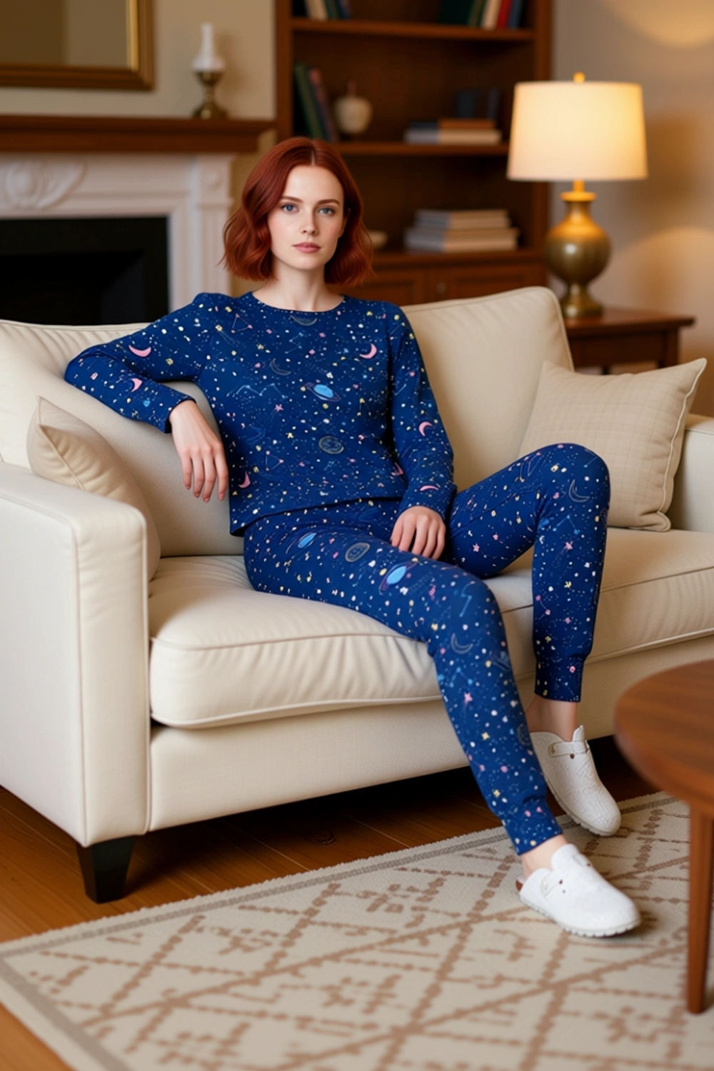 Kadın Uzun Kollu Pijama Takımı Galaksi Desenli Renk Fonksiyonel Dayanıklı Kaliteli Estetik