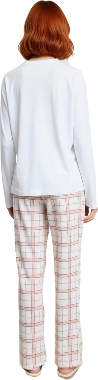 Kadın Çok Renkli Ekose Pijama Takımı Uzun Kollu Bisiklet Yaka Fonksiyonel Dayanıklı Modern