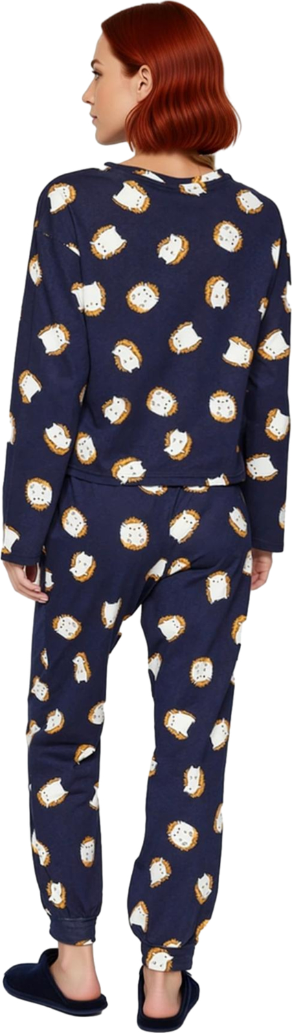 Kadın Animal Baskılı Pamuklu Pijama Takımı Bisiklet Yaka Fonksiyonel Dayanıklı Kaliteli Şık