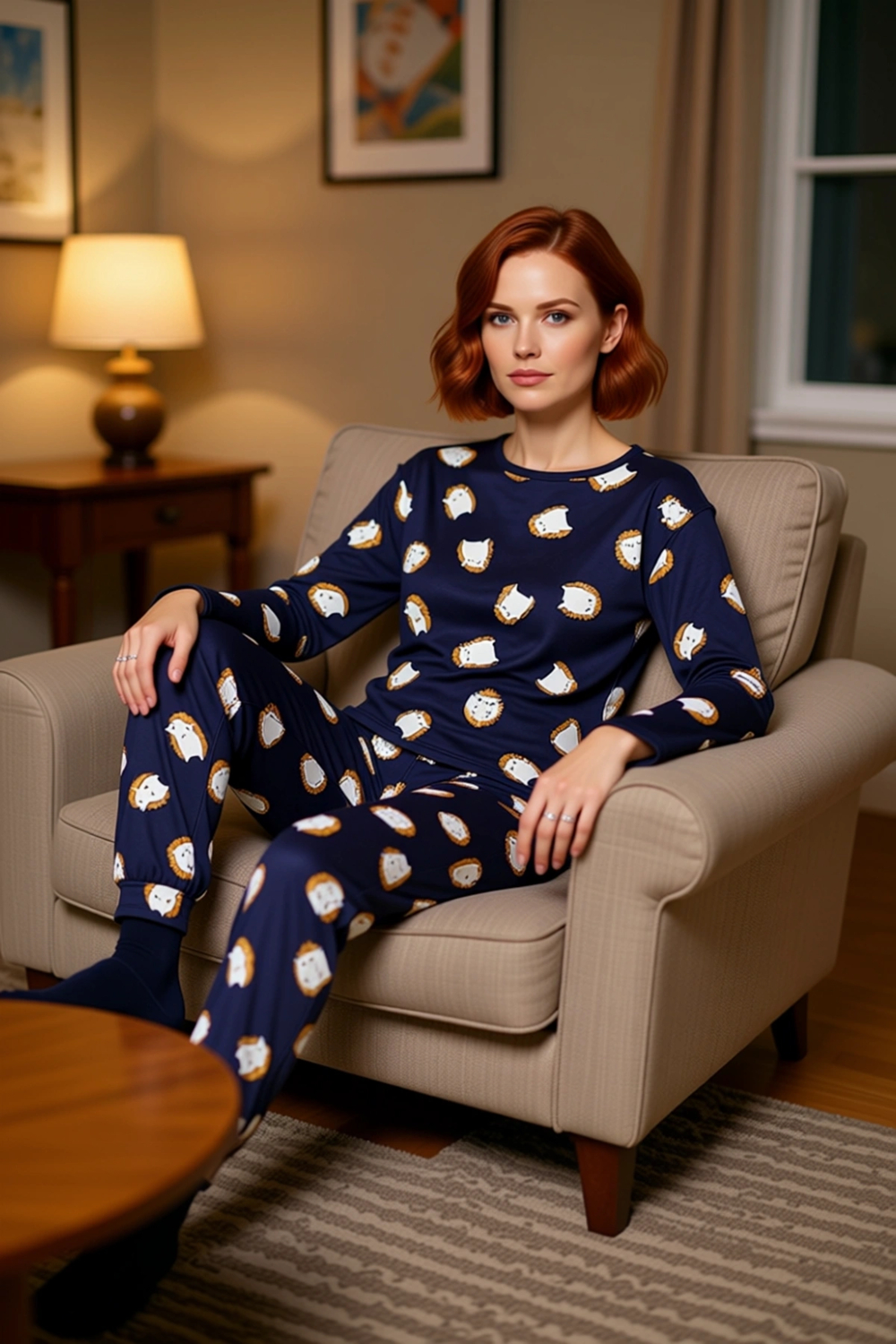 Kadın Animal Baskılı Pamuklu Pijama Takımı Bisiklet Yaka Fonksiyonel Dayanıklı Kaliteli Şık