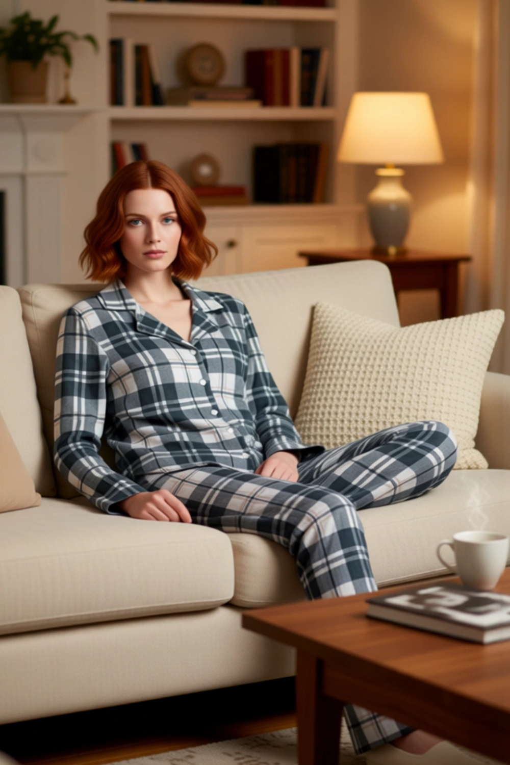 Erkek Ekose Desenli Gömlek Yaka Pijama Takımı Fonksiyonel Dayanıklı Kaliteli Konforlu Spor