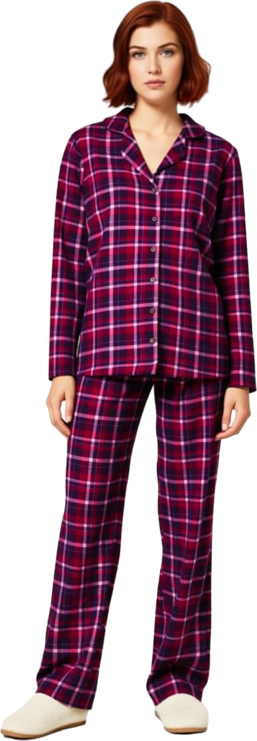 Kadın Ekoseli Gömlek Yaka Konforlu Pijama Takımı Fonksiyonel Dayanıklı Kaliteli Estetik Şık