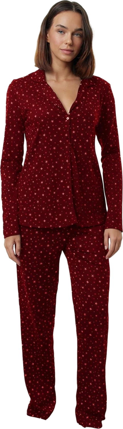 Kadın Galaksi Desenli Gömlek ve Pantolon Pijama Takımı Fonksiyonel Dayanıklı Kaliteli Spor