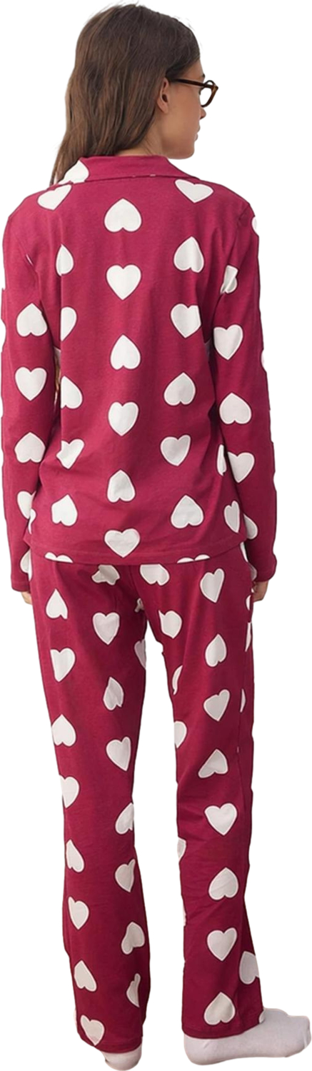 Kalpli Mürdüm Kadın Pijama Takımı Gömlek ve Pantolon Fonksiyonel Dayanıklı Kaliteli Modern
