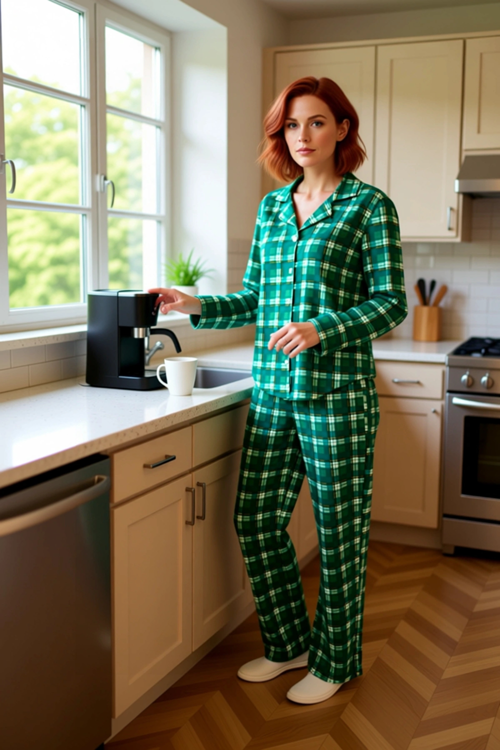 Kadın Kareli Gömlek Pantolon Pijama Takımı Konforlu Fonksiyonel Dayanıklı Kaliteli Estetik
