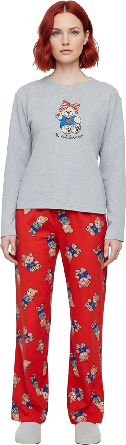 Kadın Sevimli Ayıcık Desenli Pijama Takımı Üst Alt Fonksiyonel Dayanıklı Kaliteli Konforlu