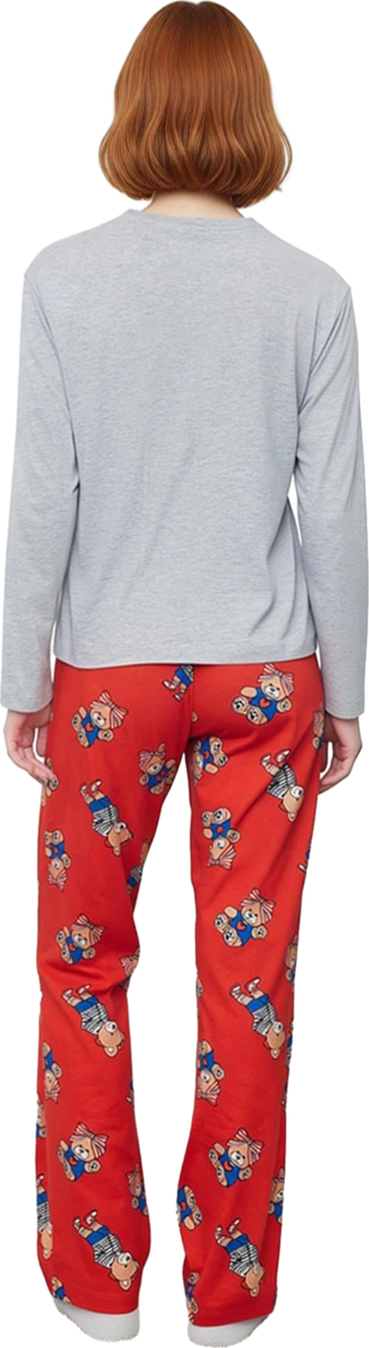 Kadın Sevimli Ayıcık Desenli Pijama Takımı Üst Alt Fonksiyonel Dayanıklı Kaliteli Konforlu