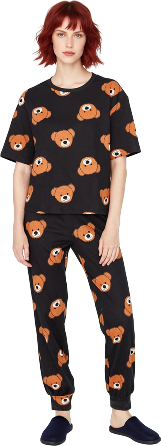 Kadın Ayıcık Desenli Lounge Pijama Takımı Fonksiyonel Dayanıklı Kaliteli Konforlu Estetik Şık