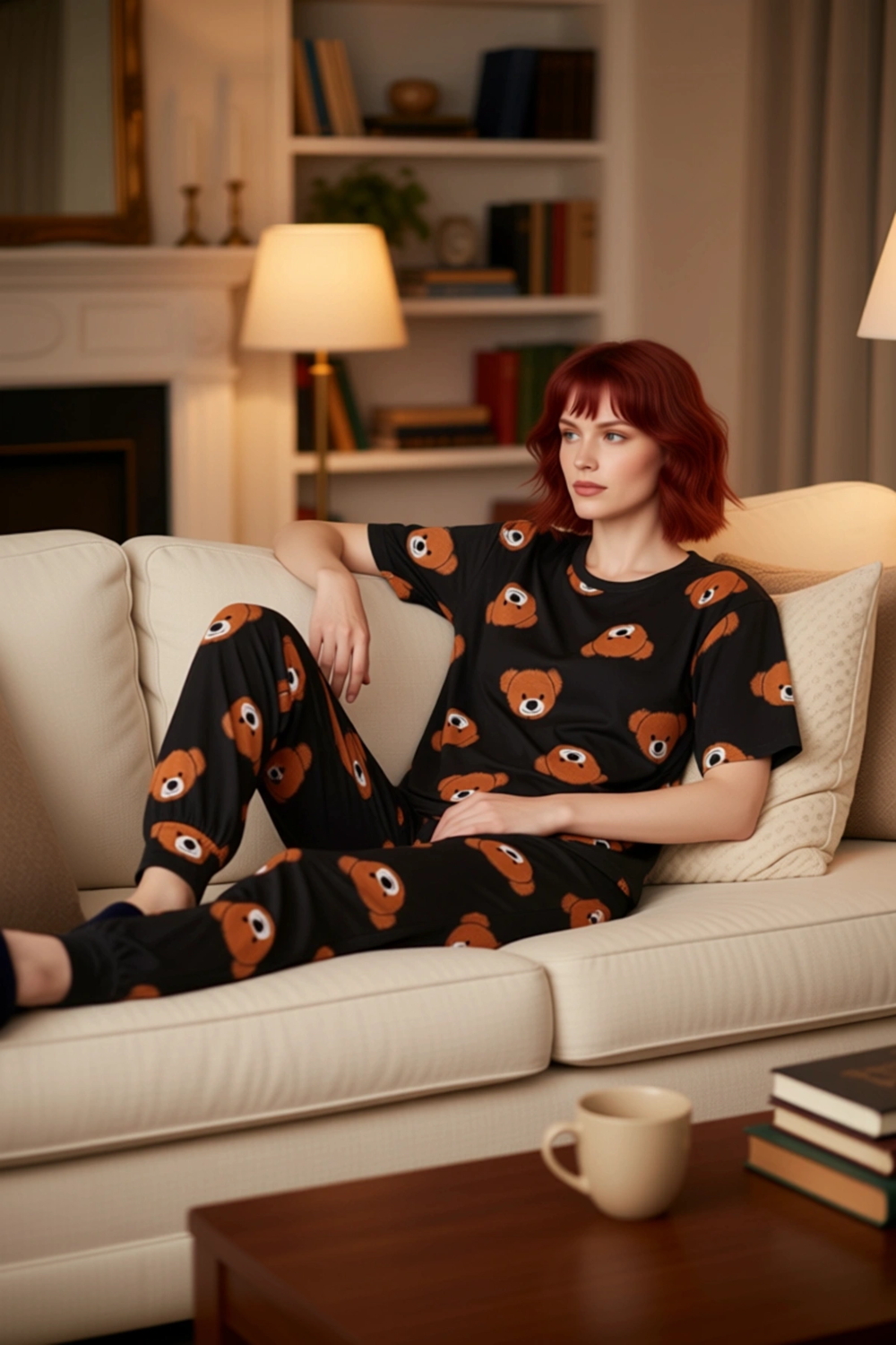 Kadın Ayıcık Desenli Lounge Pijama Takımı Fonksiyonel Dayanıklı Kaliteli Konforlu Estetik Şık