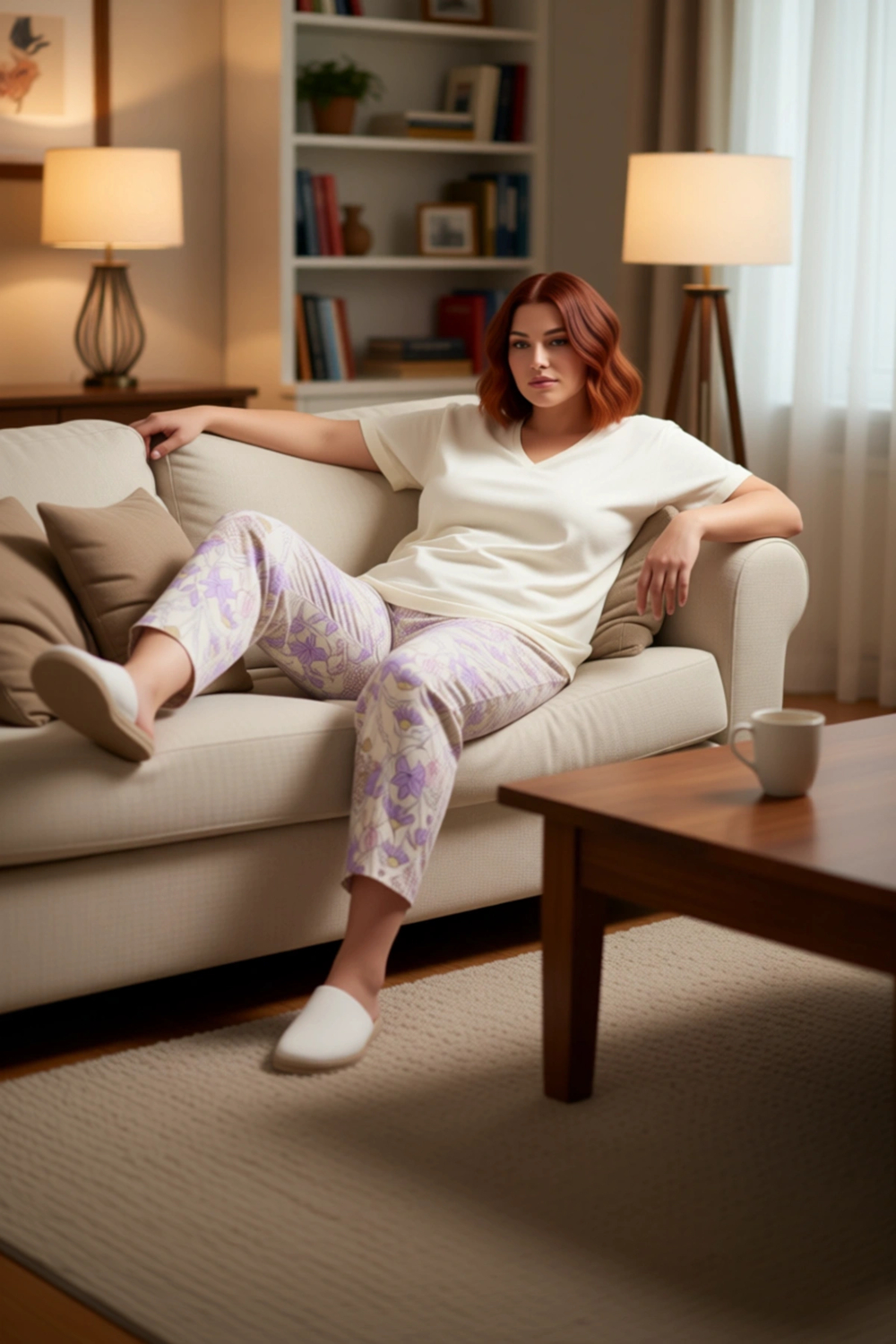 Kadın Çiçekli Kapri Pijama Takımı V Yaka Kısa Kollu Fonksiyonel Dayanıklı Kaliteli Estetik