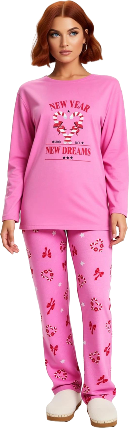 Kadin Yılbaşı Desenli Uzun Kollu Pijama Takımı Fonksiyonel Dayanıklı Kaliteli Konforlu Şık