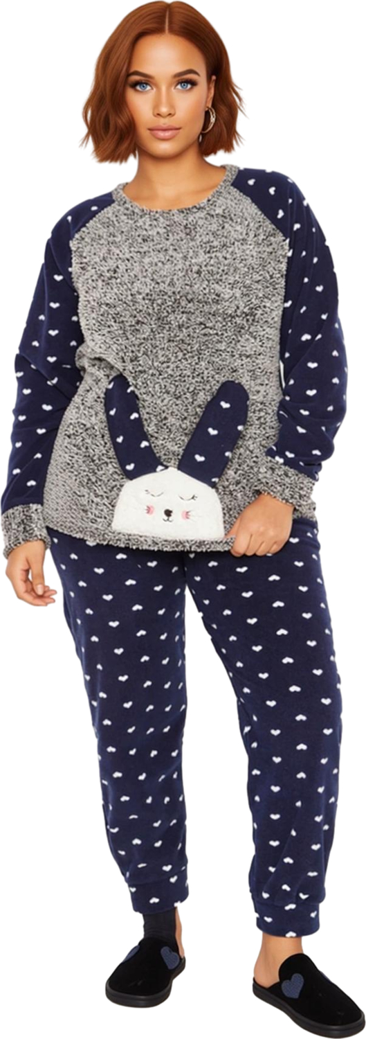 Kadın Polar Tavşan Desenli Kışlık Pijama Takımı Fonksiyonel Dayanıklı Kaliteli Konforlu Şık