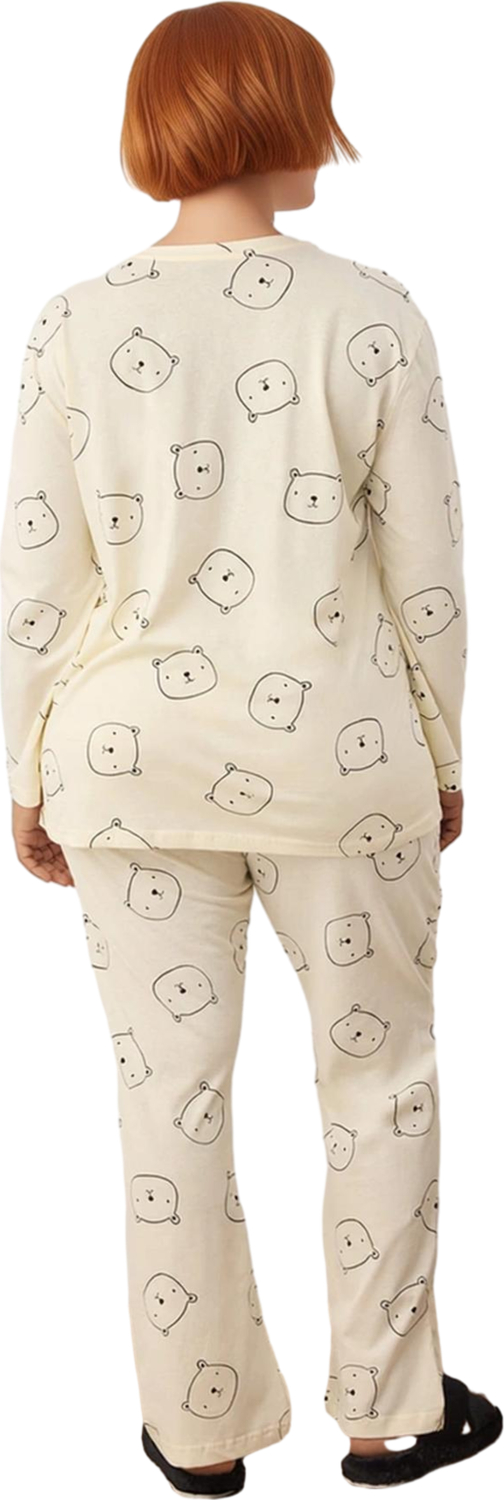 Kadın Ayıcık Desenli Pamuklu Pijama Fonksiyonel Dayanıklı Kaliteli Konforlu Estetik Modern