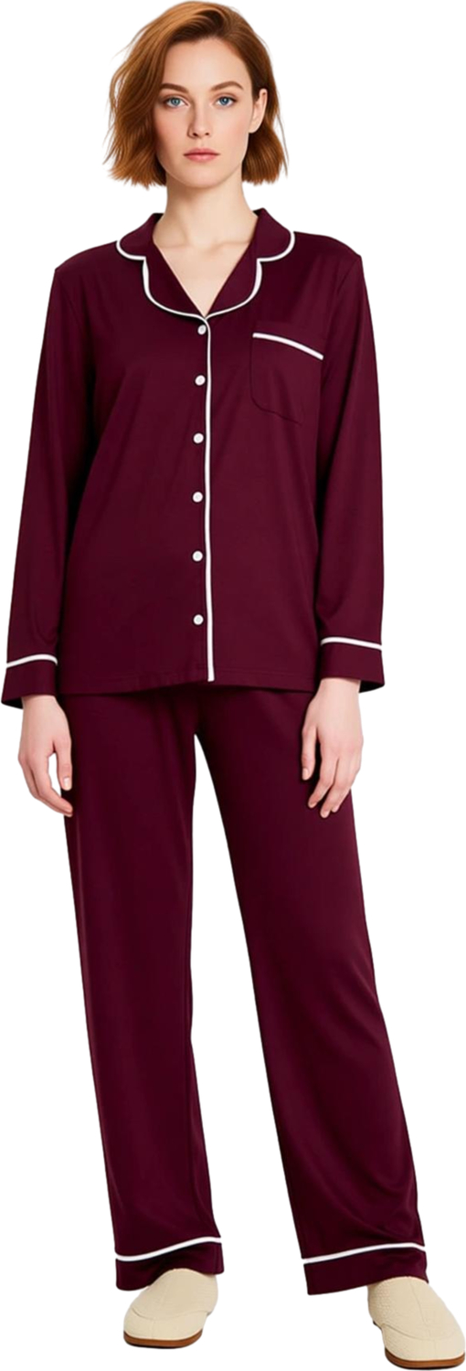 Kadın Klasik Yaka Örme Pijama Takımı Fonksiyonel Dayanıklı Kaliteli Konforlu Estetik Rahat