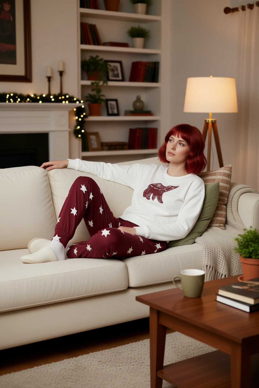 Kadın Ayı Baskılı Bisiklet Yaka Pijama Takımı Fonksiyonel Dayanıklı Kaliteli Konforlu Spor