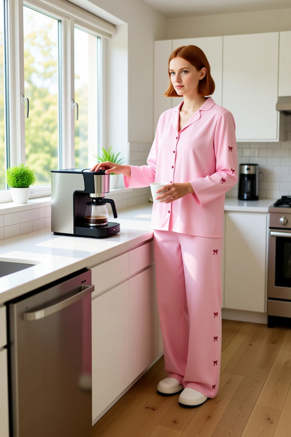 Kadın Nakisli Viskon Pijama Gömlek Pantolon Seti Fonksiyonel Dayanıklı Kaliteli Konforlu Şık