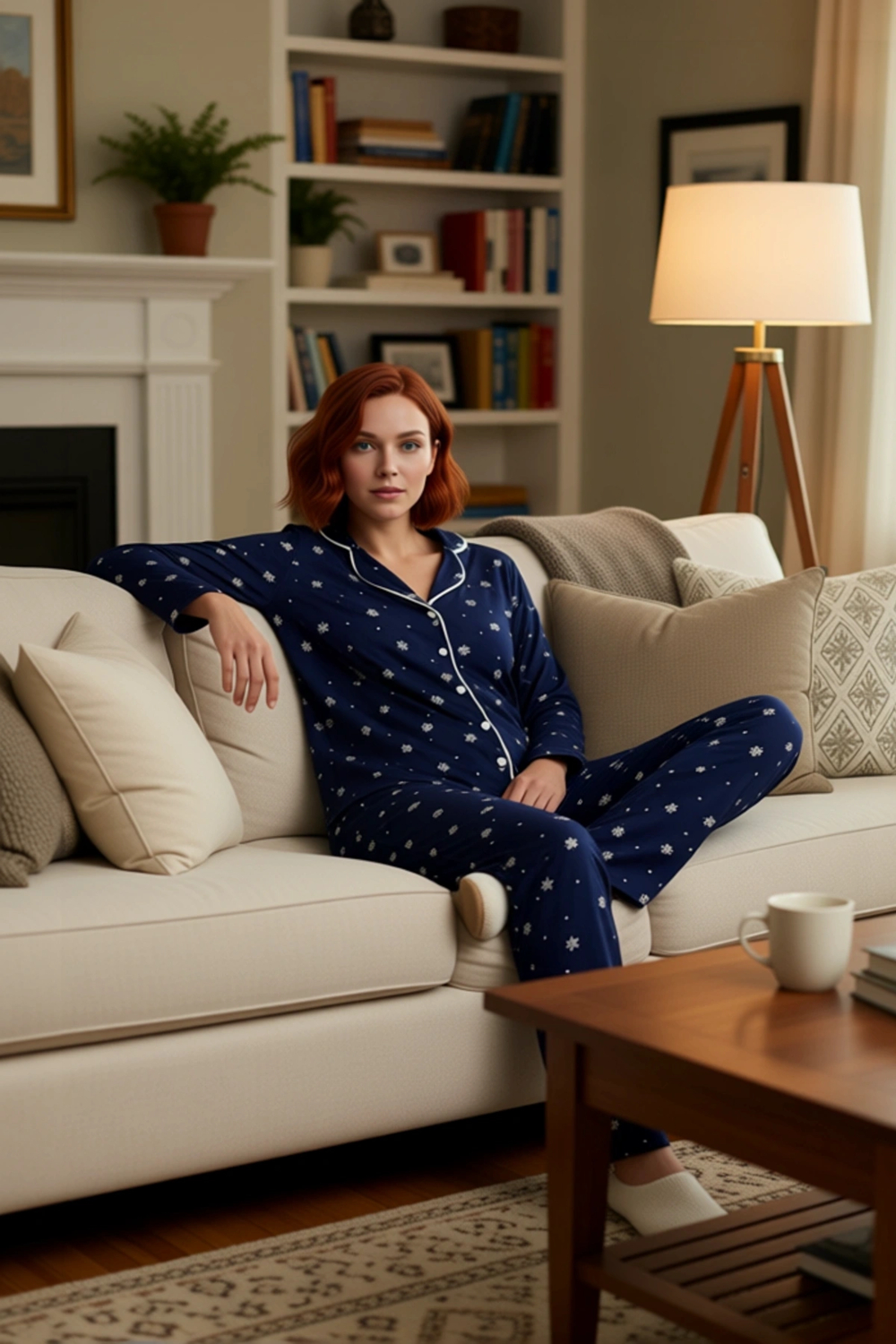 Kadın Kışlık Kar Tanesi Baskılı Pijama Takımı Fonksiyonel Dayanıklı Kaliteli Konforlu Spor