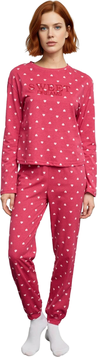 Kalpli Nakışlı Uzun Kollu Pijama Takımı Kadın Fonksiyonel Dayanıklı Kaliteli Konforlu Spor
