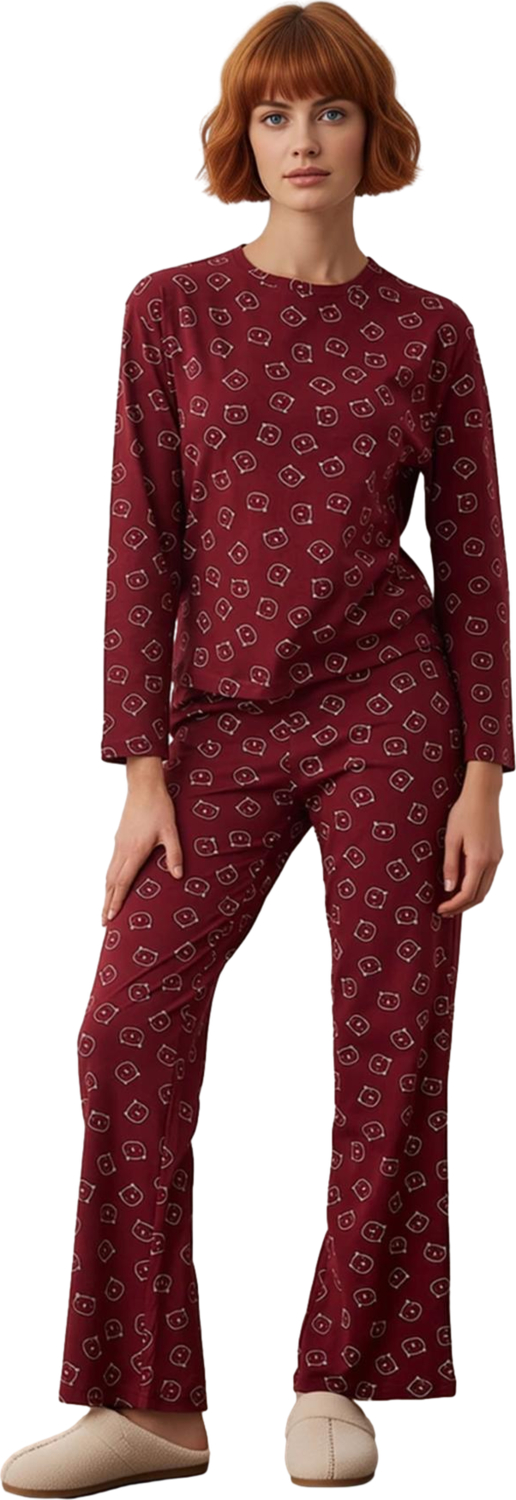 Kadın Ayıcıklı Pamuklu Pijama Takımı Fonksiyonel Dayanıklı Kaliteli Konforlu Estetik Rahat