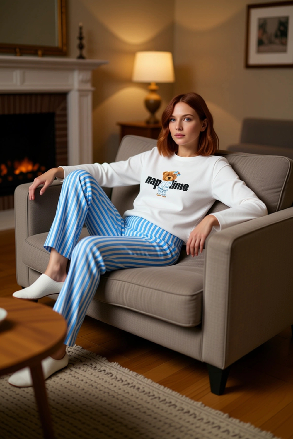 Kadın Ayıcıklı ve Çizgili Pijama Seti Fonksiyonel Dayanıklı Kaliteli Konforlu Estetik Spor