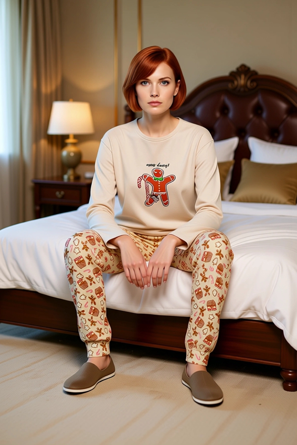 Kadın Yılbaşı Baskılı Uzun Kollu Pijama Takımı Fonksiyonel Dayanıklı Kaliteli Konforlu Şık