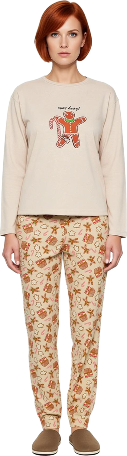 Kadın Yılbaşı Baskılı Uzun Kollu Pijama Takımı Fonksiyonel Dayanıklı Kaliteli Konforlu Şık