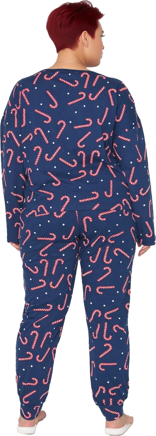 Kadin Kirmizi Beyazli Yılbaşı Temali Pijama Seti Fonksiyonel Dayanıklı Kaliteli Konforlu Şık