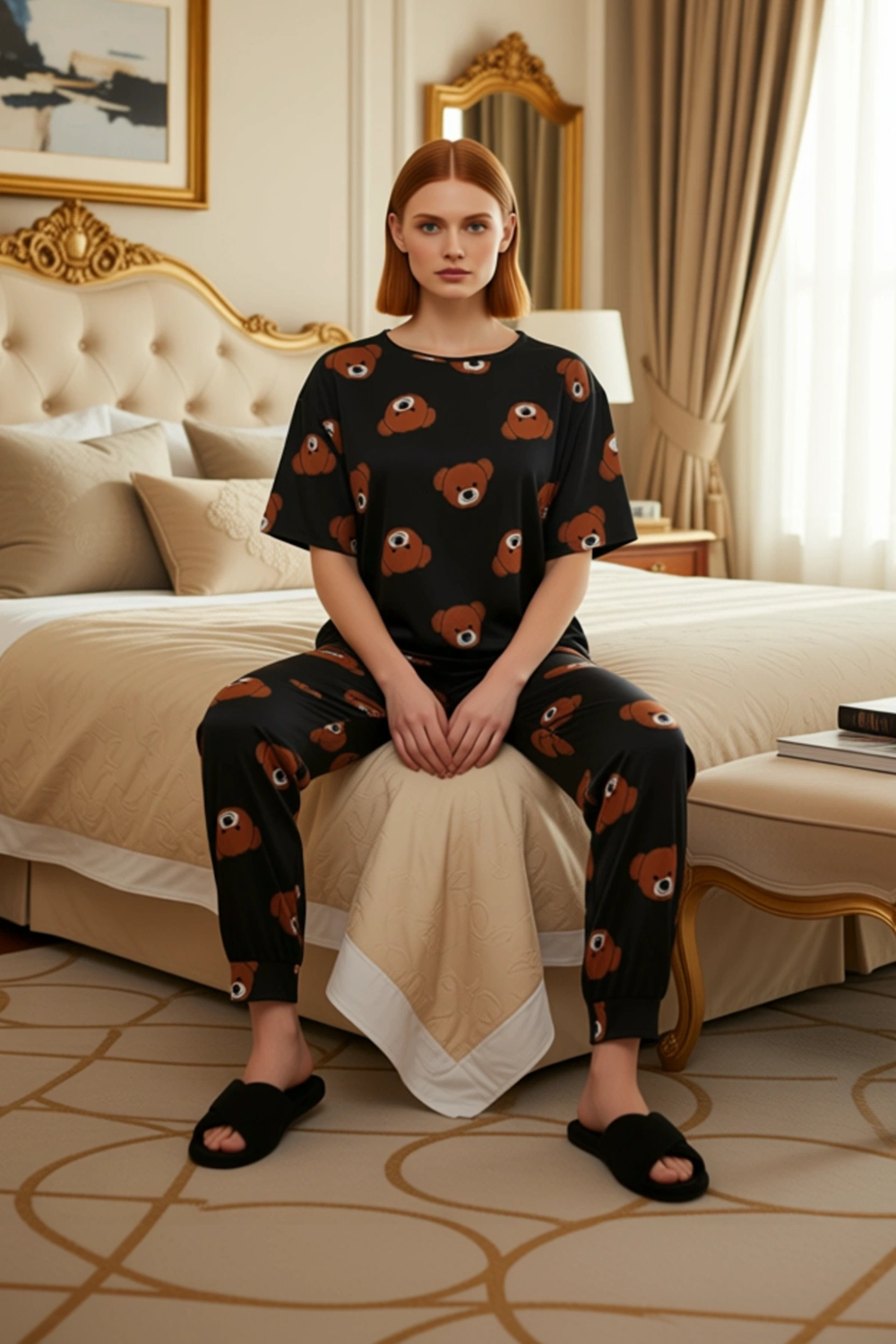 Cool Ayıcık Baskılı Pijama Takımı Kadın Fonksiyonel Dayanıklı Kaliteli Konforlu Estetik Şık