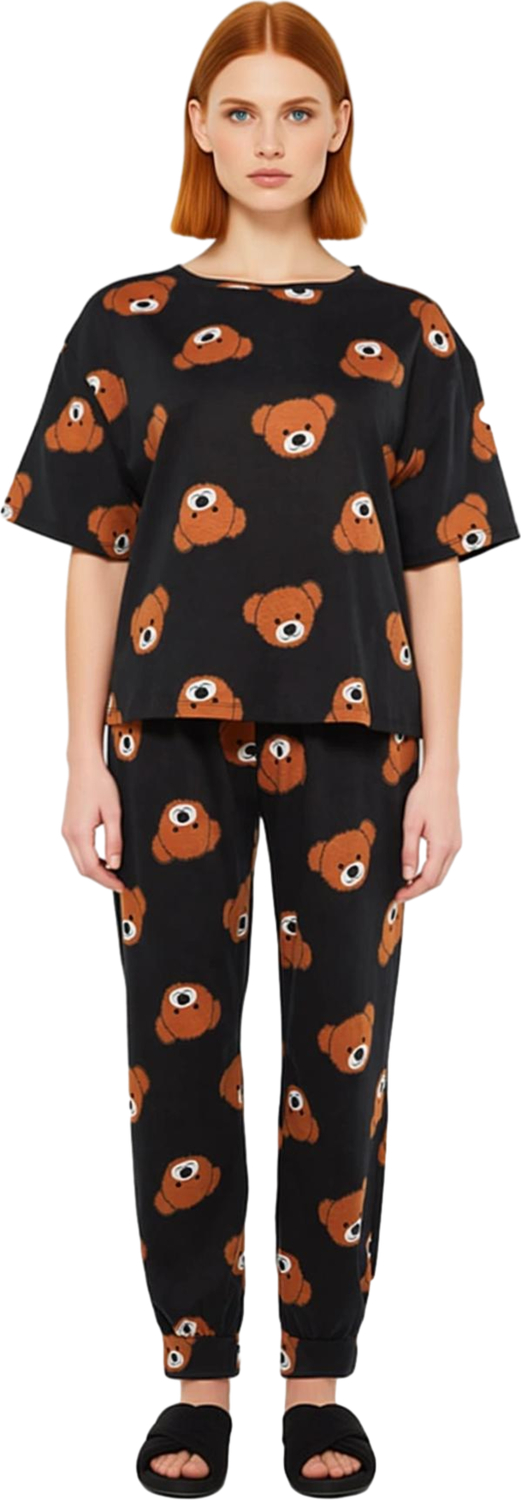 Cool Ayıcık Baskılı Pijama Takımı Kadın Fonksiyonel Dayanıklı Kaliteli Konforlu Estetik Şık