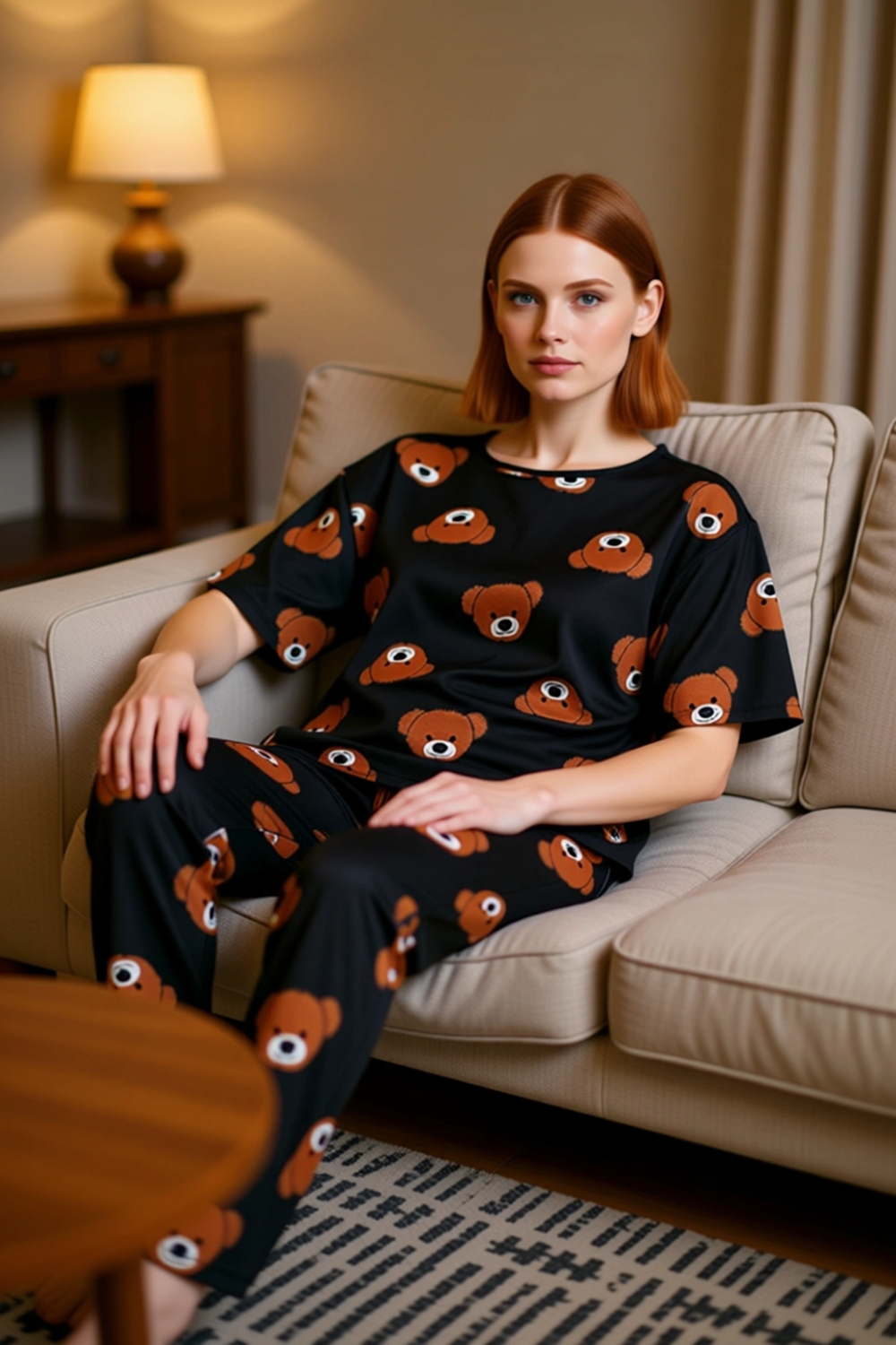 Cool Ayıcık Baskılı Pijama Takımı Kadın Fonksiyonel Dayanıklı Kaliteli Konforlu Estetik Şık