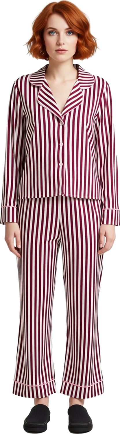 Kadın Çizgili Pijama Takımı Fonksiyonel Dayanıklı Kaliteli Konforlu Estetik Premium Modern