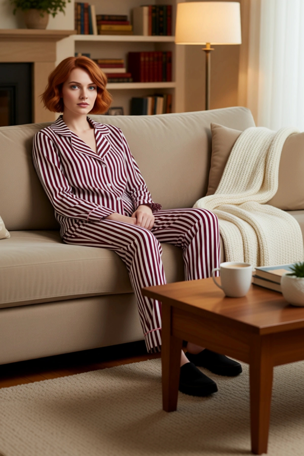 Kadın Çizgili Pijama Takımı Fonksiyonel Dayanıklı Kaliteli Konforlu Estetik Premium Modern