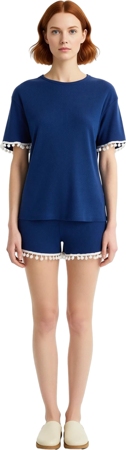 Kadın Ponponlu Örme Pijama Takımı Fonksiyonel Dayanıklı Kaliteli Konforlu Estetik Premium Şık